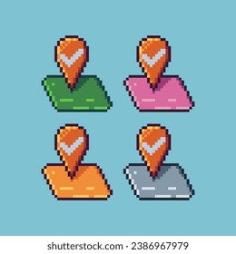 Pixel art sets of pin point map with variation color item asset. Simple bits of pin point map  pixelated style. 8bits perfect for game asset or design asset element for your game design asset.