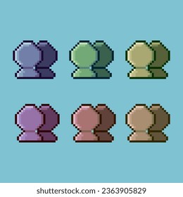 Pixelkunst-Sets von Profilen mit Variationsfarben-Objekt-Objekt. einfaches Freundesprofil auf pixelförmigen 8 Bit-Formaten, perfekt für das Spiel-Objekt oder das Design-Objekt für Ihr Spieldesign-Objekt