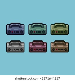 Pixel art sets of radio with variation color item asset. Simple bits of electric radio on pixelated style. 8bits perfect for game asset or design asset element for your game design asset