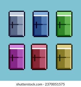 Pixel art sets of refrigerator with variation color item asset. Simple bits of refrigerator on pixelated style. 8bits perfect for game asset or design asset element for your game design asset