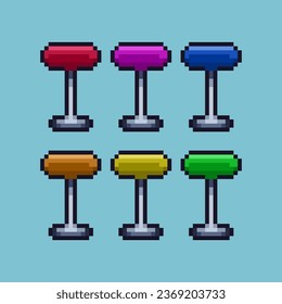 Pixel art sets of round bench cafe with variation color item asset. Simple bits of bench on pixelated style. 8bits perfect for game asset or design asset element for your game design asset