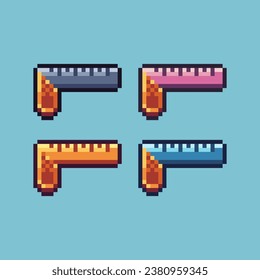 Pixel art sets of ruler tools with variation color item asset. Simple bits of ruler pixelated style. 8bits perfect for game asset or design asset element for your game design asset.