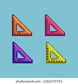 Pixel art sets of ruler with variation color items asset. simple bits of ruler on pixelated style.8bits perfect for game asset or design asset element for your game design asset