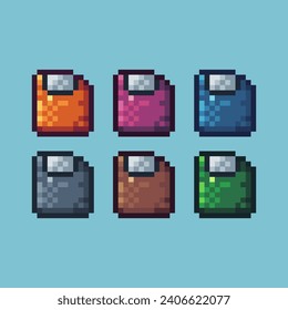 Pixel art sets of save icon with variation color item asset. save icon on pixelated style. 8bits perfect for game asset or design asset element for your game design asset