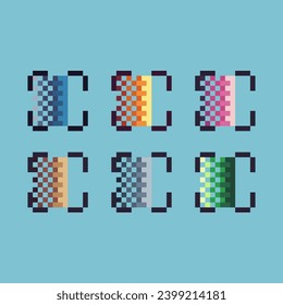 Pixel art sets of scan icon with variation color item asset. Scan icon on pixelated style. 8bits perfect for game asset or design asset element for your game design asset