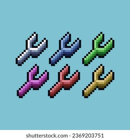 Pixel art sets of screwdriver mechanical tools with variation color item asset. Simple bits of screw on pixelated style. 8bits perfect for game asset or design asset element for your game design asset