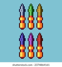 Pixel art sets of screwdriver tools with variation color item asset. Simple bits of screwdriver on pixelated style. 8bits perfect for game asset or design asset element for your game design asset.