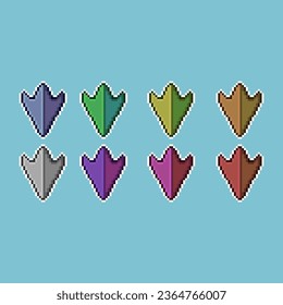 Pixel art sets of shield defense with variation color item asset. simple bits of shield ui on pixelated style 8bits perfect for game asset or design asset element for your game design asset