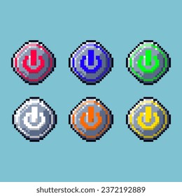 Conjuntos de arte de píxeles de signo de apagado con activo de elemento de color de variación. Bits simples de cierre de signos en estilo pixelado. 8 bits perfectos para activos de juego o elementos de activos de diseño para su activo de diseño de juegos.