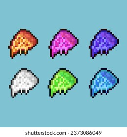 Pixel art sets of slice of pizza with variation color item asset. Simple bits of pizza on pixelated style. 8bits perfect for game asset or design asset element for your game design asset.