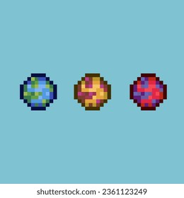 Conjuntos de arte de píxeles de tierra pequeña con elementos de color de variación. tierra simple para elementos en estilo pixelado.8bits perfecto para activos de juego o elementos de activos de diseño para su activo de diseño de juegos