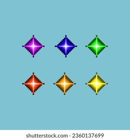 Pixelkunstsätze mit Farbvarianten. Einfache Funkelwirkung auf pixelförmige Styles.8bits perfekt für das Spielobjekt oder das Design-Objekt für Ihr Spieldesign.