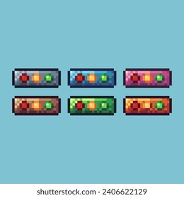 Pixel art sets of traffic light icon with variation color item asset. traffic light icon on pixelated style. 8bits perfect for game asset or design asset element for your game design asset