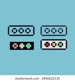 Pixel art sets of traffic light icon with variation color item asset. traffic light icon on pixelated style. 8bits perfect for game asset or design asset element for your game design asset