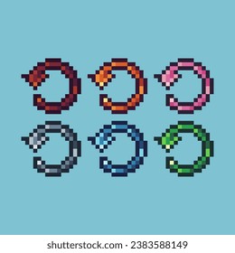 Pixel art sets of undo sign with variation color item asset. Simple bits of undo sign pixelated style. 8bits perfect for game asset or design asset element for your game design asset.