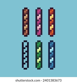 Pixel art sets of wafer sticks icon with variation color item asset. wafer sticks icon on pixelated style. 8bits perfect for game asset or design asset element for your game design asset