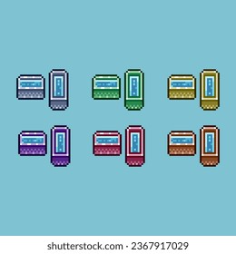 Conjuntos de arte de píxeles de la bañera de agua con el elemento de color de la variación activos simples bits de la bañera de agua en estilo pixelado 8 bits perfectos para activos de juego o elementos de activos de diseño para el activo de diseño del juego