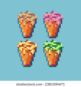 Conjuntos de arte de píxeles de vino con activos de elementos de color de variación. Bits simples de estilo pixelado de vino. 8 bits perfectos para activos de juego o elementos de activos de diseño para su activo de diseño de juegos.