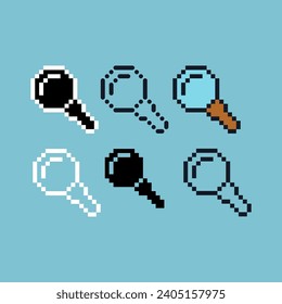Pixel art sets of wizard staff icon with variation color item asset. staff icon on pixelated style. 8bits perfect for game asset or design asset element for your game design asset