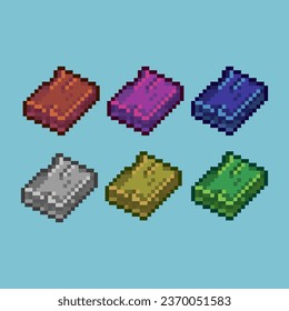 Pixel art sets of wood board with variation color item asset. Simple bits of wood board on pixelated style. 8bits perfect for game asset or design asset element for your game design asset