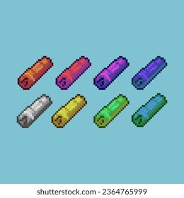 Conjuntos de arte de píxeles de tronco de madera con activo de elemento de color de variación. bits simples de tronco de palo de madera en estilo pixelado 8bits perfecto para activos de juego o elementos de activos de diseño para su activo de diseño de juegos