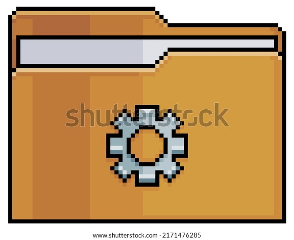 Pixel Art Settings Folder Folder Gear: เวกเตอร์สต็อก (ปลอดค่าลิขสิทธิ์ ...