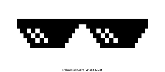 Pixel Art Shades Cool Thug Glasses Vector Illustration