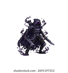 Pixel Art Shadow Assassin Hero Stealth Diseño de asesino