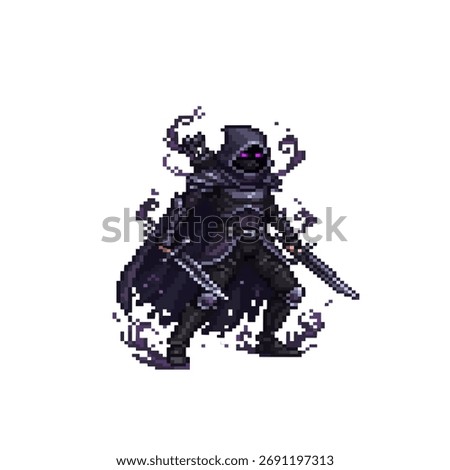 pixel art shadow assassin hero stealth killer design