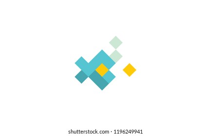 Pixel Art Shape Fish Logo Vector icon