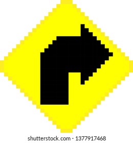 pixel art Sharp curve to right