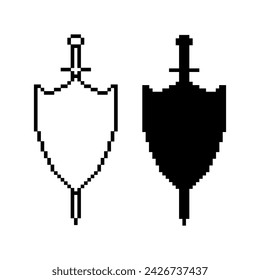 pixel art shield sword icon