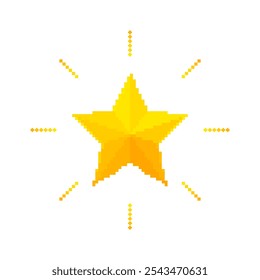 Pixel art shiny star isolated on transparent background. Vector illustration 8-bit star in retro video game style. Christmas or New Year decoration