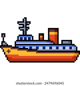 pixel art of ship travel transport isolated background