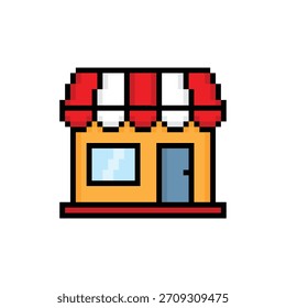 Pixel Art Shop Icono de Vector de 8 bits para el logotipo del juego de computadora