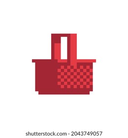 Pixel art shopping icon set bag basket isolated vector illustration. Design for stickers, logo, embroidery, mobile app.