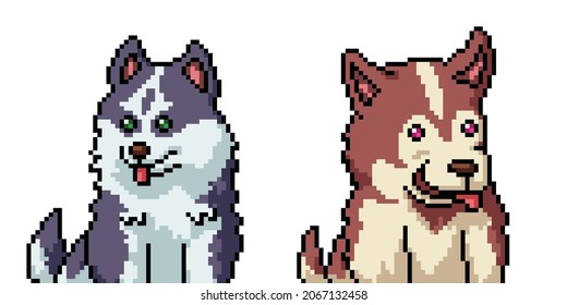pixel art of siberian husky puppy