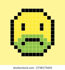 Pixel art sick emoticon face in 8-bit