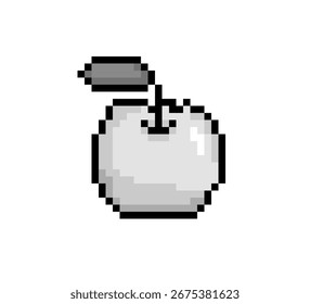 Pixel Art Silver Apple Fruit. concepto de comida
