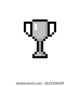 Pixel art silver trophy illustration. pixel art logo. pixel art icon