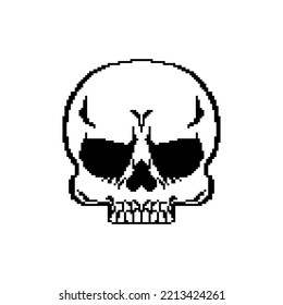 Pixel art Skull Anatomical isolated. 8 bit Skeleton head. pixelated Vector illustration