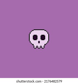 pixel art skull head ilustration vector