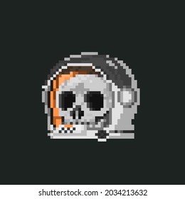 Pixel art skull head inside the astronaut helmet icon.