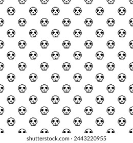 Pixel Art. Skull Seamless Pattern vector illustration