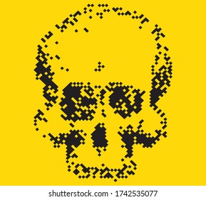 Pixel art skull vector icon