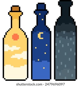 pixel art of sky in bottle isolated background