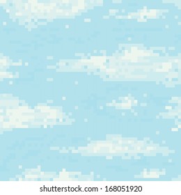 Pixel Art Sky Seamless Vector Pattern