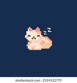 Pixel art de gatito durmiente