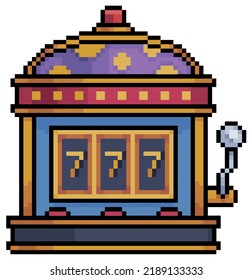 Pixel art slot machine, casino and betting machine vector icon for 8bit game on white background
