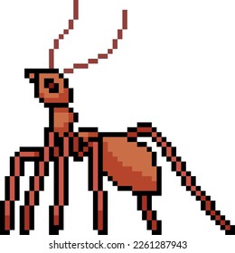 pixel art of small red ant